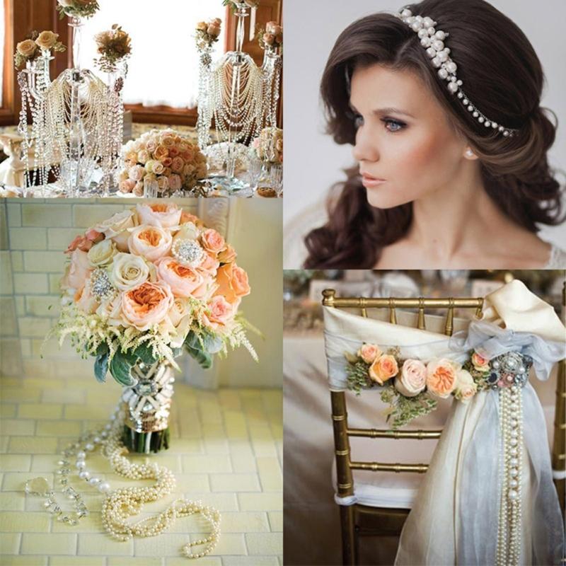 Artificial Pearls String Beads Chain for Wedding Decoration Imitation Pearls String Beads for Craft Candle Bouquets