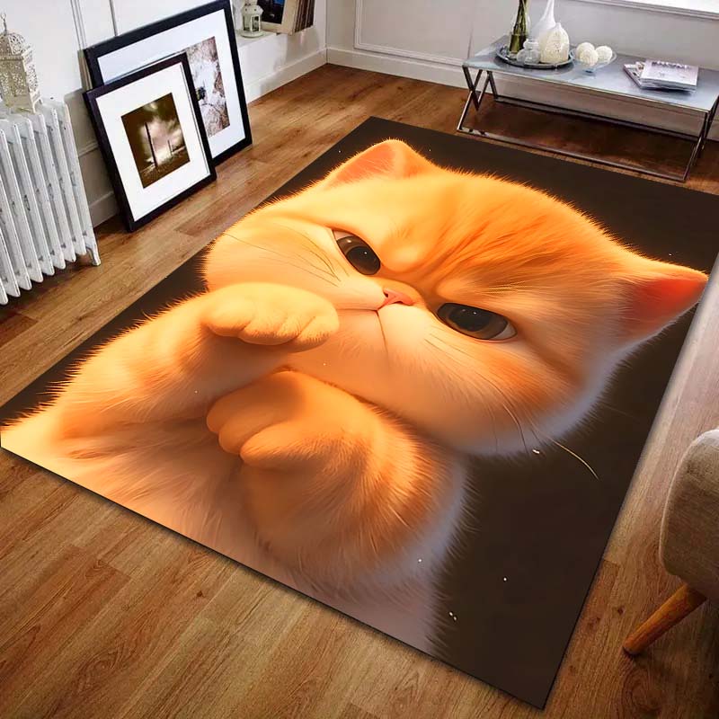 1PC Cute angry cat Pattern Carpet for Bedroom Living Room Bedside Sofa Floor Mat Modern Home Decor Area Rug Luxury Gift