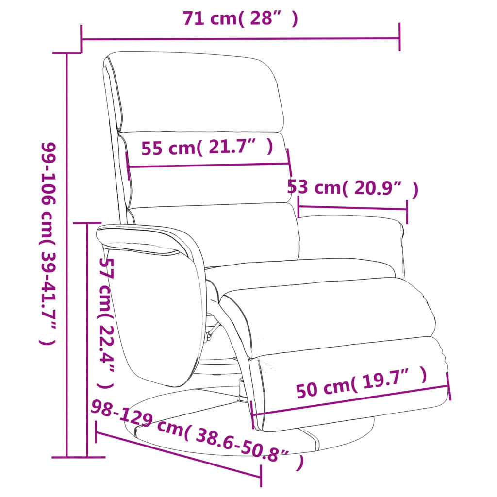 Recliner Chair with Footrest Cream Faux Leather