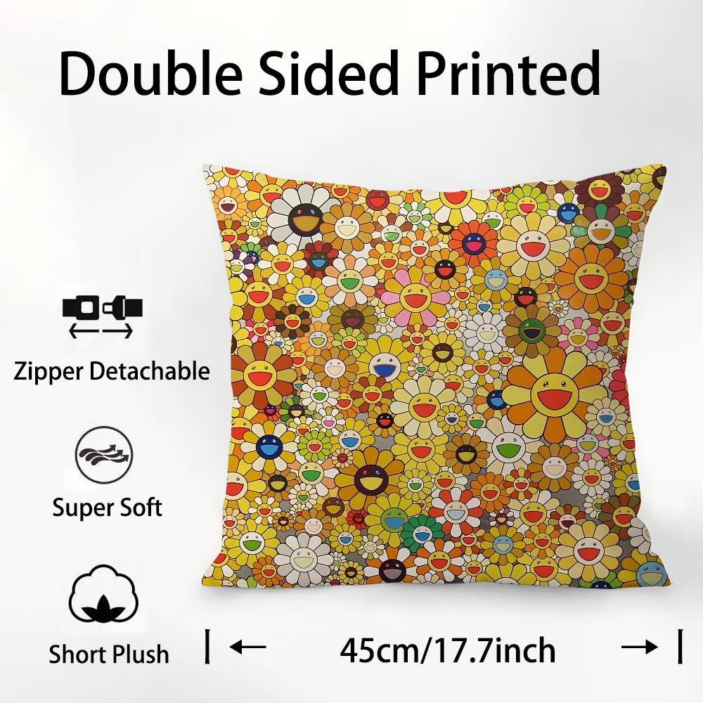 

Т-Т-ТакашиС-М-М-МуракамиеС Художественная наволочка Квадратная Двусторонняя печать Наволочка для подушки Для дивана Домашний декор Спальня Подарок 12x12Inch