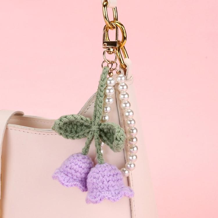 Beautifully Flower Crochet Keychain Yarn Pearls Key Holder Key Accessory for Enhancing Your Bag or Key Collection