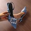 Cowboy Women's Heeled Sandals Crystal Pointed Toe Elegant Shoes Sexy Heels Slippers 2025 Summer Party Pumps New Mujer Zapatos