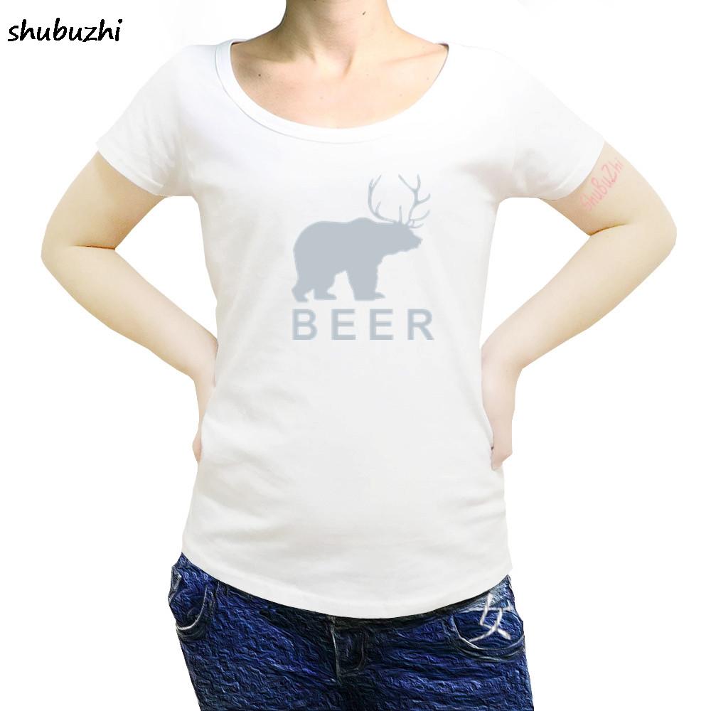 NEW Beer Bear Deer T-Shirt - Funny womens Drinking Stag Alcohol Slogan Animal Top female cotton tshirt sbz4321 Unisex