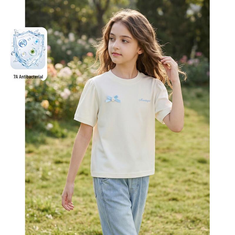 Montagut Girls  Bowknot Embroidered T-Shirt 160