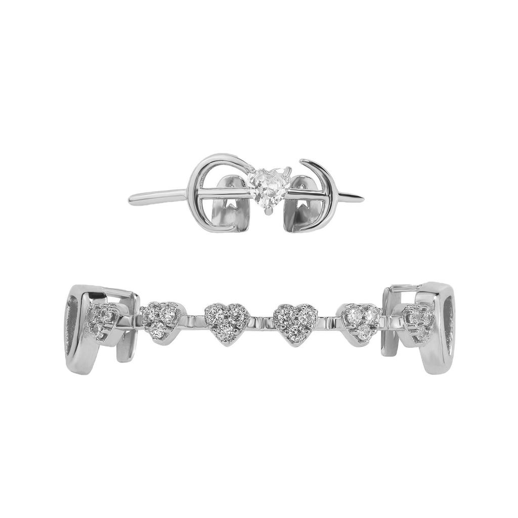 High-Quality Gold-Plated Dental Braces Micro-Inlaid Zircon Small Tiger Teeth Left-Right Symmetrical Sharp Teeth Set TEMU Hot Sale