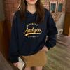 Padded Even The Cap Sweater Hooded Sweatshirt Female Autumn and Winter Loose Letter Printed Student Jacket Long Sleeve Top Retro Versatile Sweatshirt