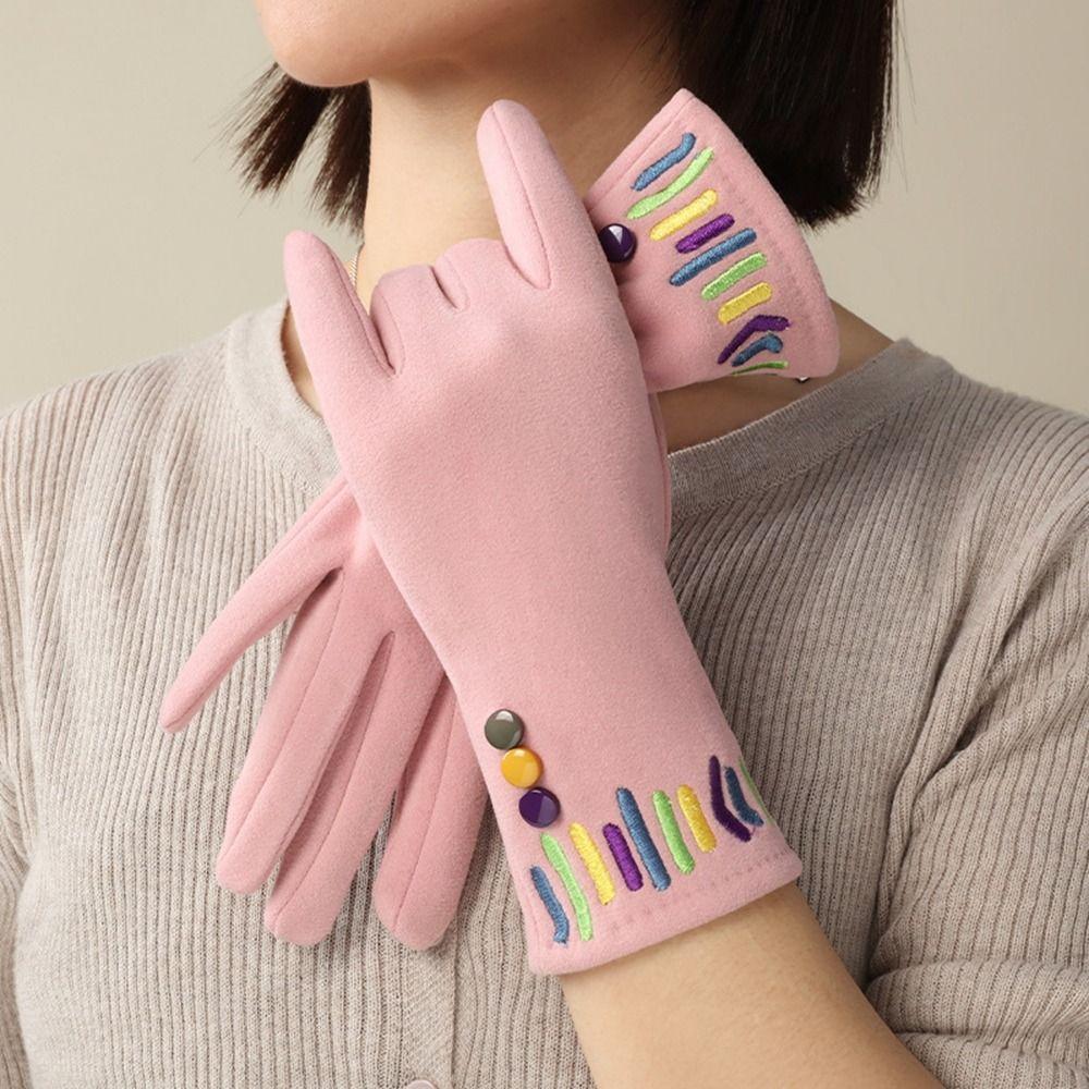 Thickened Women Suede Velvet  Gloves Solid Color Winter Mittens Fashion  Gloves  Skiing