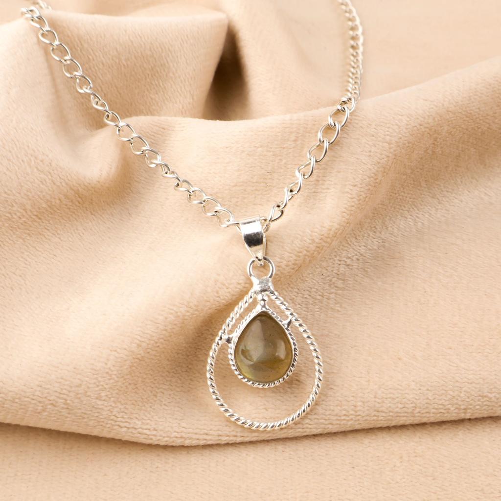 Natural Labradorite Gemstone 925 Sterling Silver Jewelry Handmade Chain Pendant PP-49-20