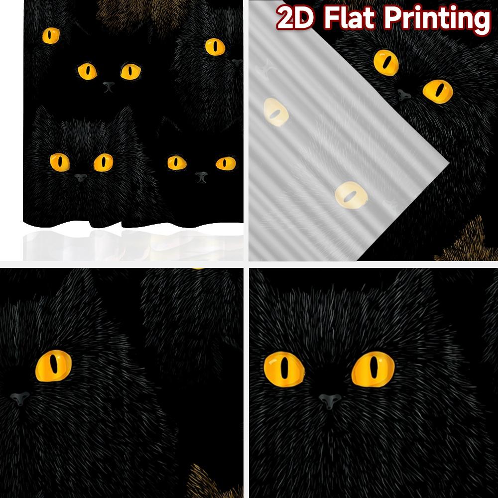 2D FLAT PRINTING 2pcs Curtains (Without Rod) Halloween Black Cats Gathering Modern Fashionable Curtainments During the Ramadan