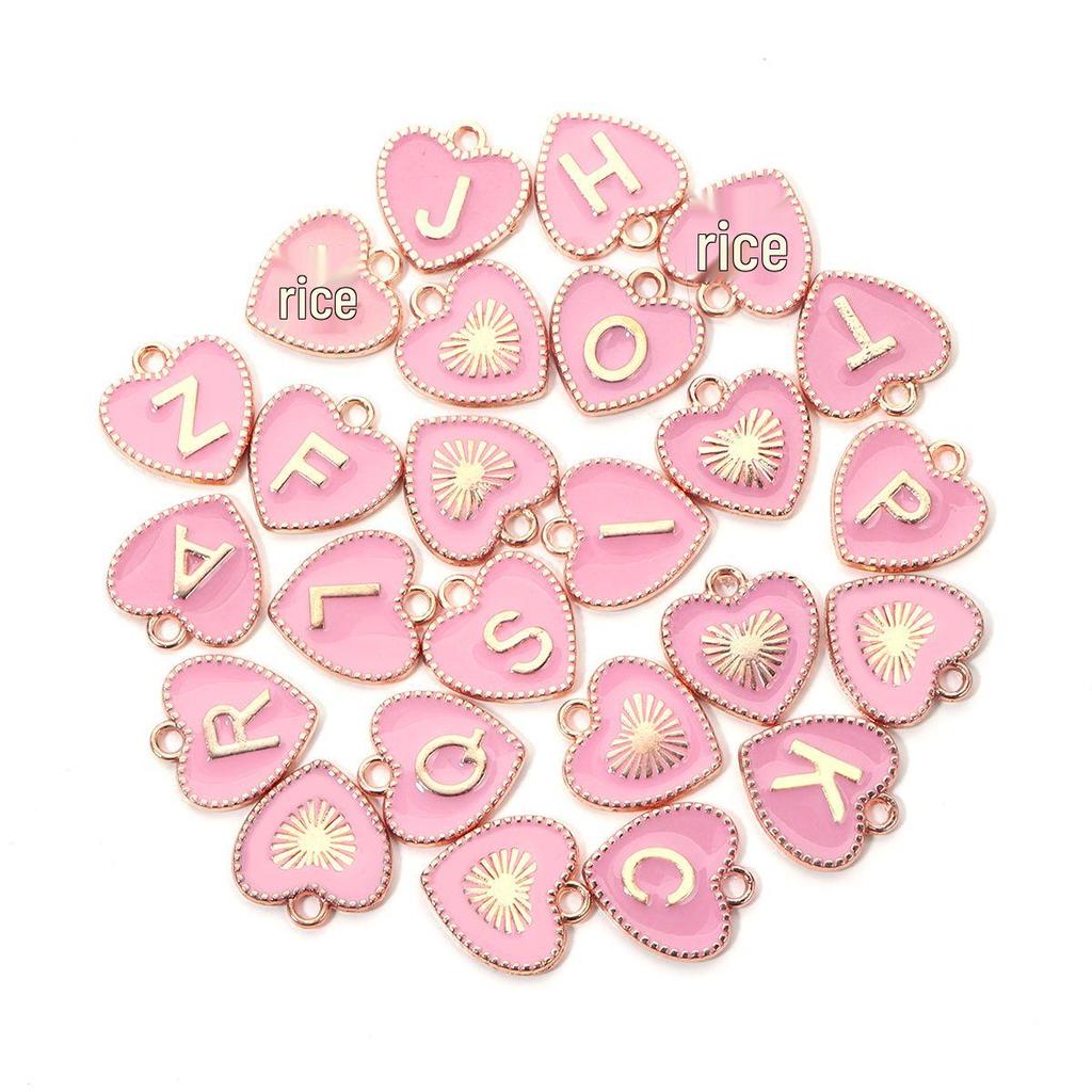 Legierung Doppelseitige Pfirsichherz Buchstaben Anhänger Halskette Schmuck, A-Z.