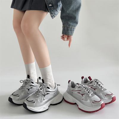 Retro Silver Chunky Sneakers Platform Shoes Women'S New Summer Thin Heightening Casual Sports Women Shoes