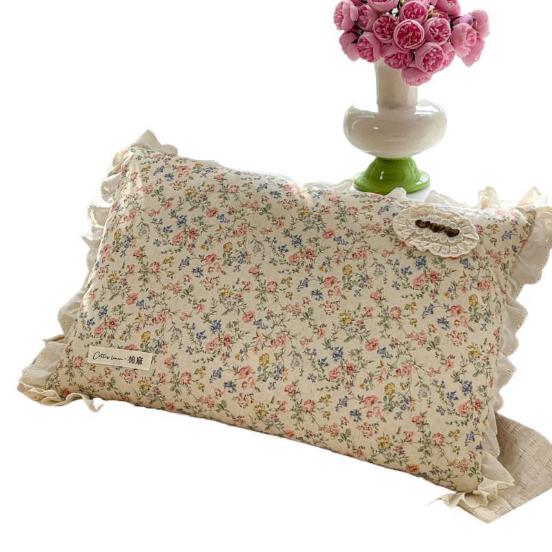Französisches Spitzen-Buchweizenkissen mit Samt- und Prinzessinnen-Stil-Kissenbezug