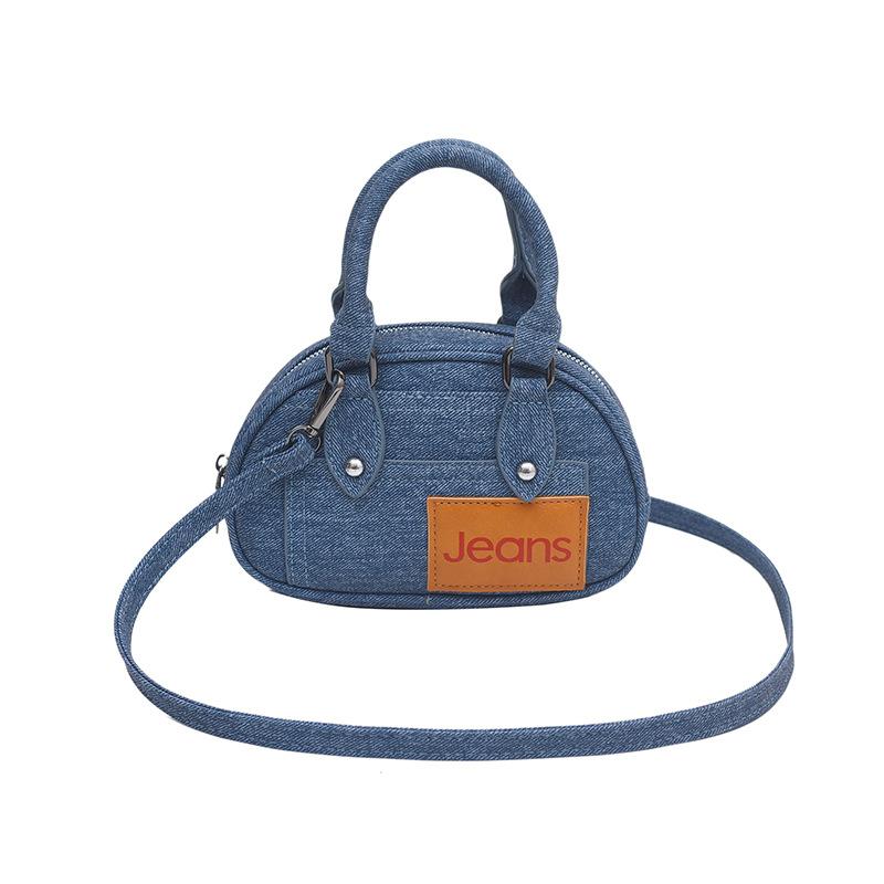 Personalized niche design casual portable denim style bowling bag female versatile commuter messenger bag bag