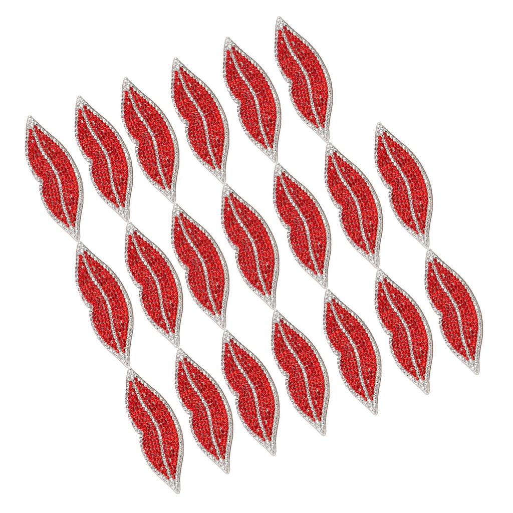 20Pcs Red Lip Rhinestones Resin Crystal Hot Diamond Pattern Clothing Decoration DIY Accessories