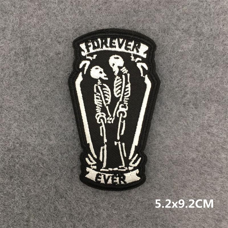 Rock Punk Patches On Clothes Clothing Thermoadhesive Patches Iron On Embroidered Patches Ghost Zipper Black And White Sewing