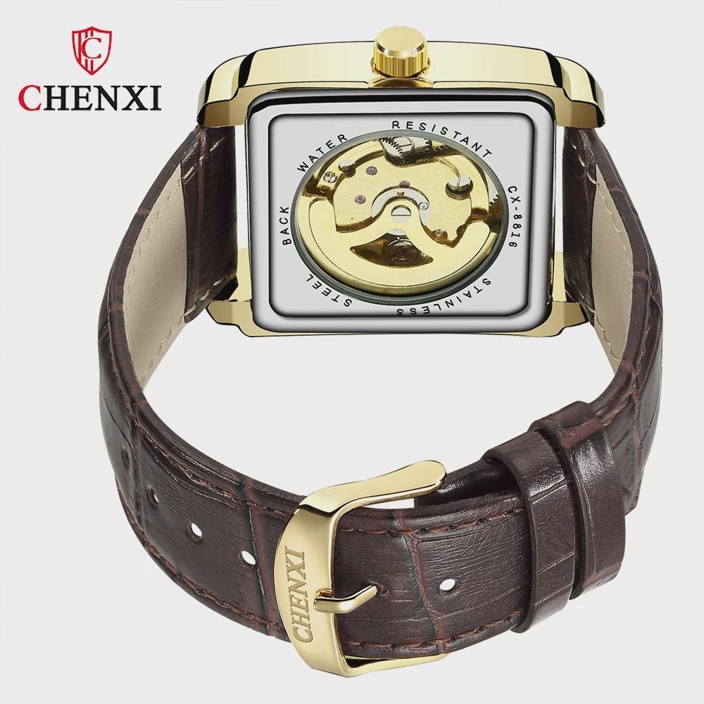 Chenxi Relógio Automático de Ouro de Luxo Masculino Business À Prova d'Água Esqueleto Tourbillon Mecânico de Pulso