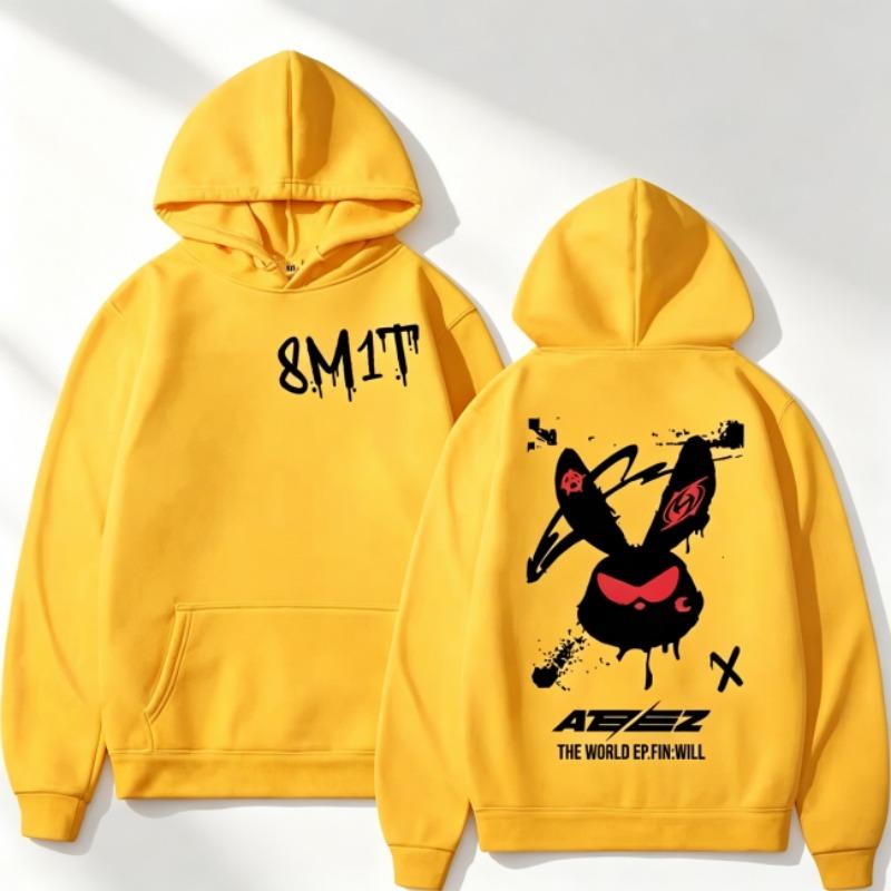 Autumn Men's Women's Hoodies Ateez 8M1T Printing Unisex Fashion Pullover Long Sleeves Loose Casual Vintage Sweatshirts