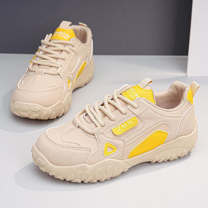 Spring new ins student platform heightening sports board shoes casual shoes Q 35 жёлтый