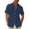 Sommer Herre Krage Lomme Kortarmet Cardigan Ensfarget Skjorte Topp