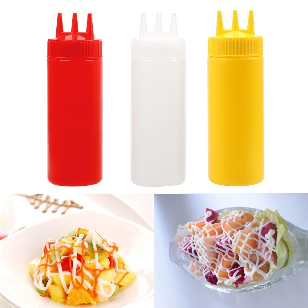 Ketchup Condiment Vinegar Oil 3 Hole Cruet Bin Dispenser Squeeze Bottle