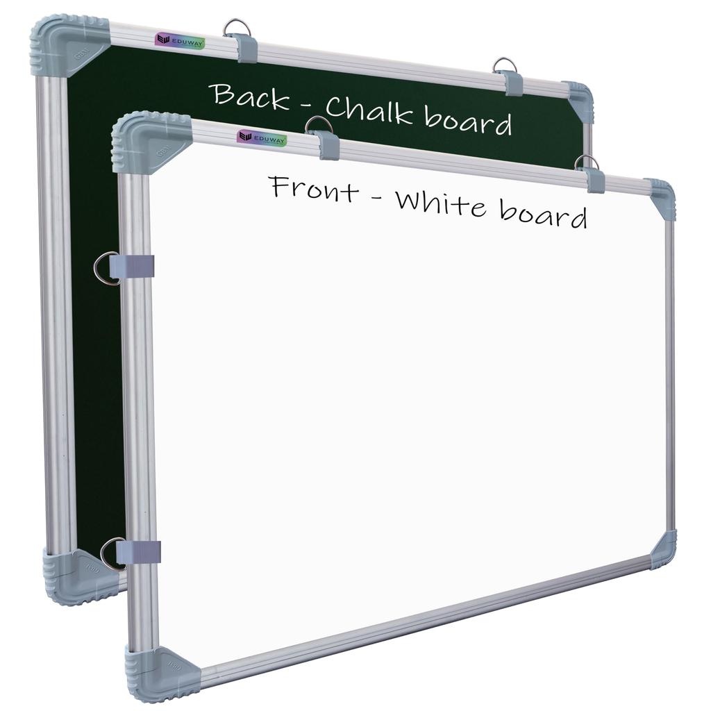 Eduway 2X2 Feet Kunj Non-Magnetic Double-Sided White Board And Chalk Board | Ideal Use For Home, Office, Kids With Slidi