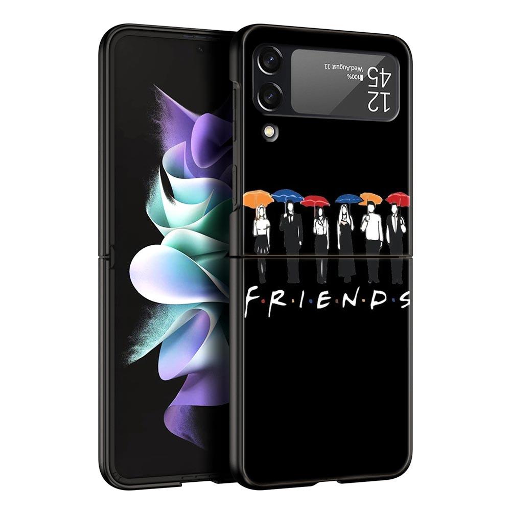 Hard PC Phone Case For Samsung Galaxy Z Flip 7 6 5 4 Black Cover For Galaxy Z Flip 3 Foldable Shockproof Friends TV Fundas Bags