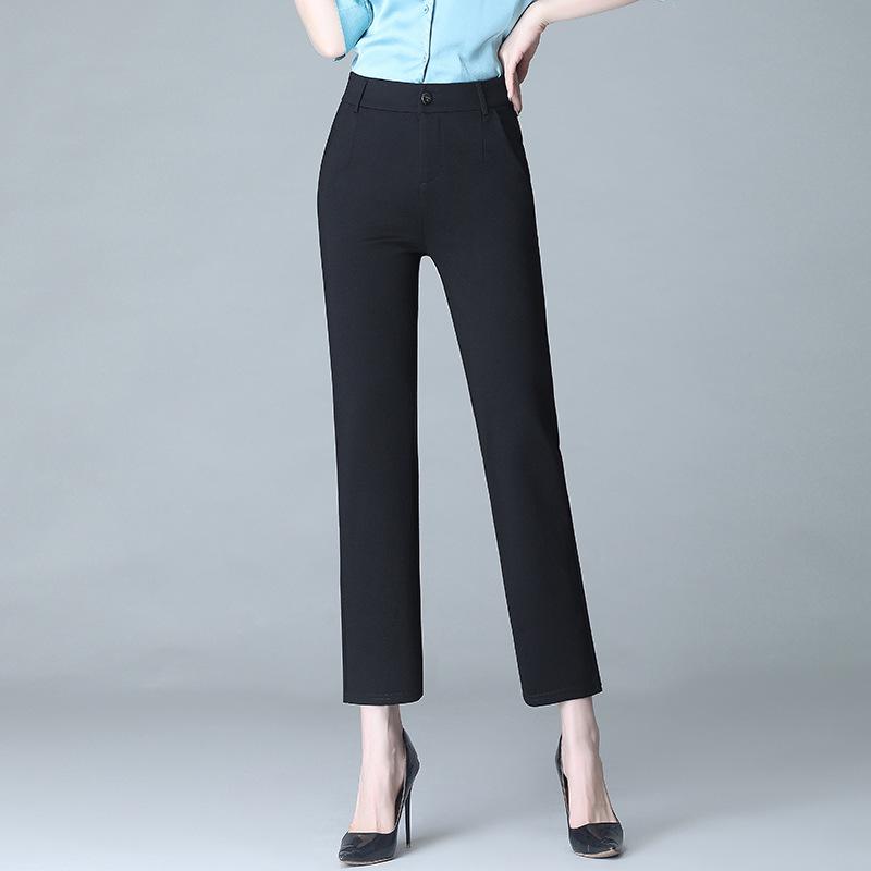 

Женские брюки-костюмные с высокой талией, утягивающие, прямого кроя - Свободные, эластичные, больших размеров, повседневные для весны и осени L