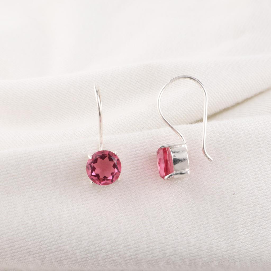 Pink Tourmaline 925 Solid Sterling Silver Earring, Handmade Gemstone Jewelry Earring, For Memorial Day