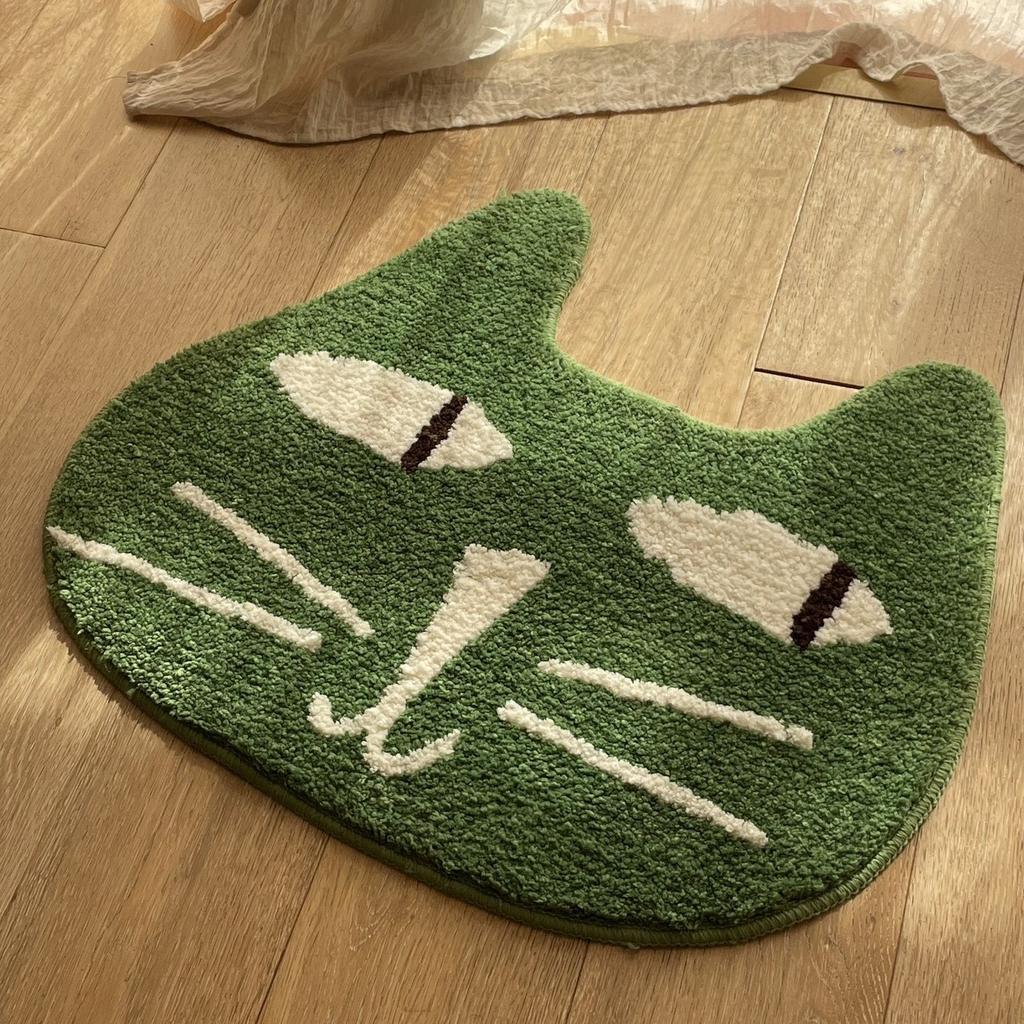 Cute Cat Head Shape Fluffy Door Mat Soft Bathroom Absorb Water Floor Rug Home Entryway Decor Mat Non-Slip Pet Mat Accessory gift