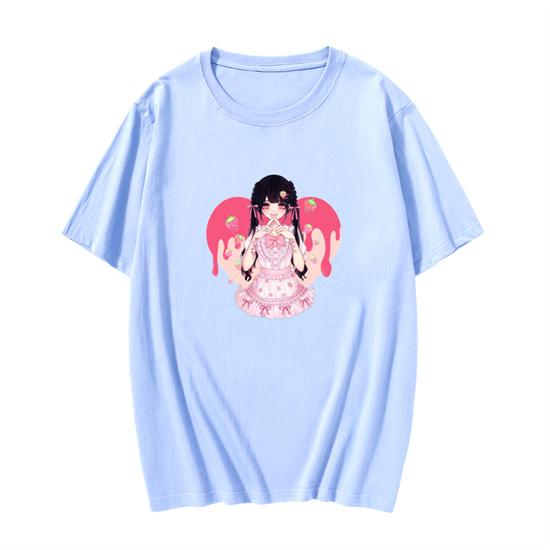 

Японская уличная одежда, розовый милый мультфильм, милый топ для девочек в стиле Харадзюку, летняя забавная аниме-футболка Kawaii, повседневная винтажная женская футболка Ulzzang L синий