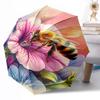 Bee On The Flower Compact Travel Automatic Umbrella with 8-Rib Sturdy Construction Travel Essential Fashionable Accessory Wedding Party Gift