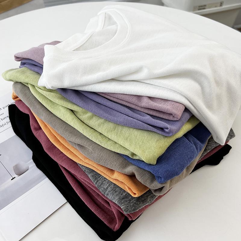 Women's Lightweight Breathable Long-Sleeve Sunscreen T-Shirt - Thin, Loose, Solid Color, Round Neck, Casual Bottoming Blouse with Mask