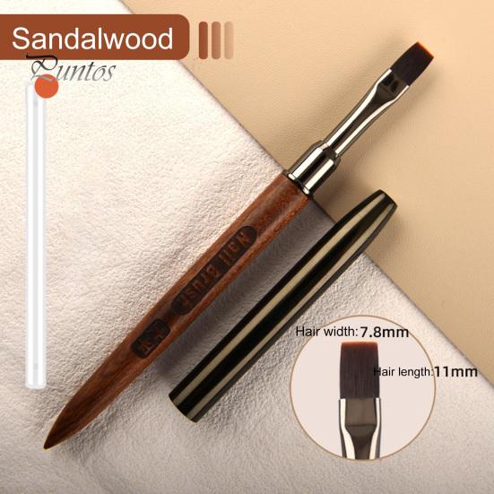 Nail Painting Pen Brush Flexible Soft Nylon Bristles Carved Design Wooden Handle Manicure Tool Drawing Multifunctional Square Round Head Phototherapy