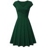 Fashion Women Solid Color V Neck Short Sleeve Plated Swing Party Banquet Dress