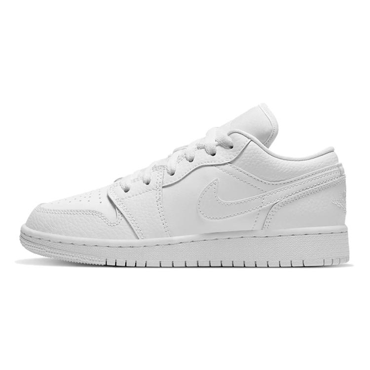 Jordan 1 Low Triple White Tumbled Leather GS 553560-130 37.5