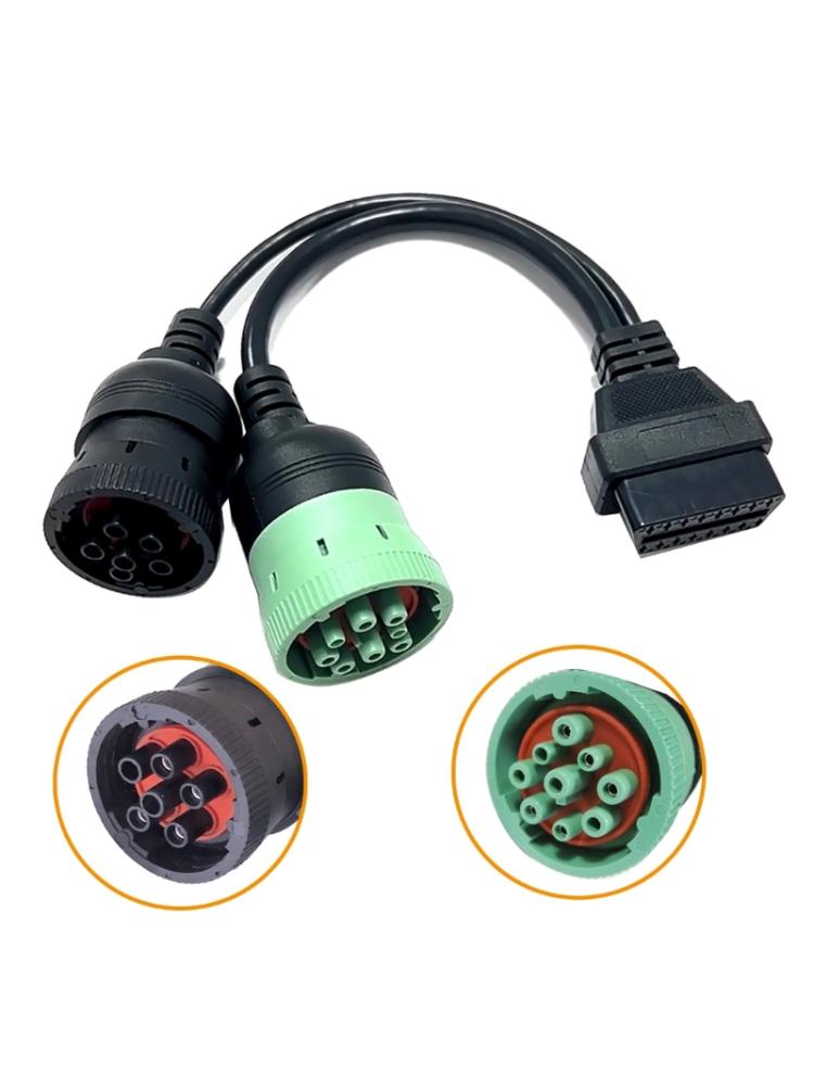 J1939 9pin & J1708 6pin Splitter Y-Cable para Truck Freightliners GPS ELD Trackers Conector de diagnóstico OBD2