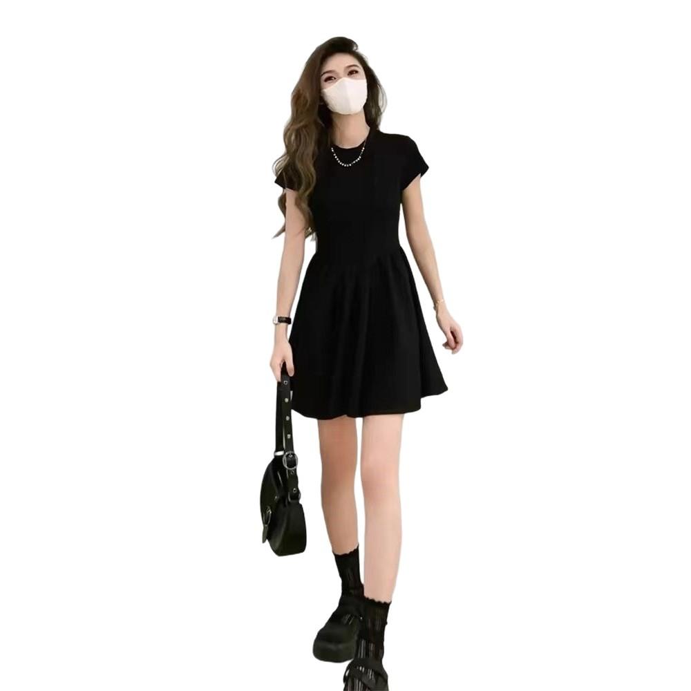 French Hepburn style black temperament dress children's summer new small slim skirt