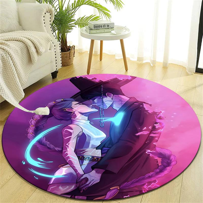 1pc KPop Demon Hunters RUMI8 Design Printed Area Round Carpet for Bedroom Living Room Home Decor Rugs Mat Non Slip Mat Rug for Bedside