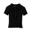 Women's Summer Slim Fit Polo Shirt - Short Sleeve, Button Collar, Straight Shoulder Design