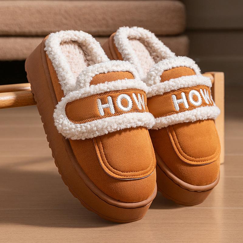 Winter new women's outer wear thick-soled heightening plush warm fashion plush one-pedal cotton shoes