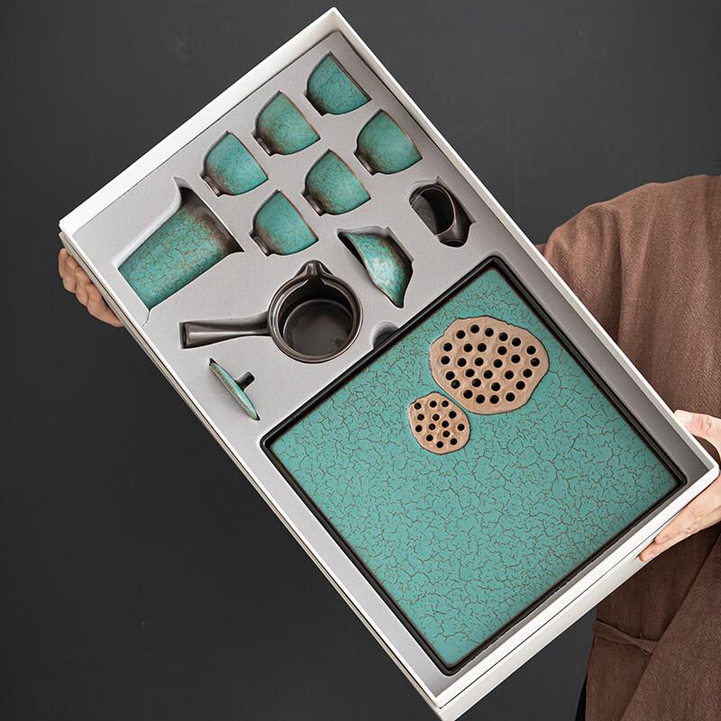 Handun Light Luxury Peacock Green Ceramic Tea Set