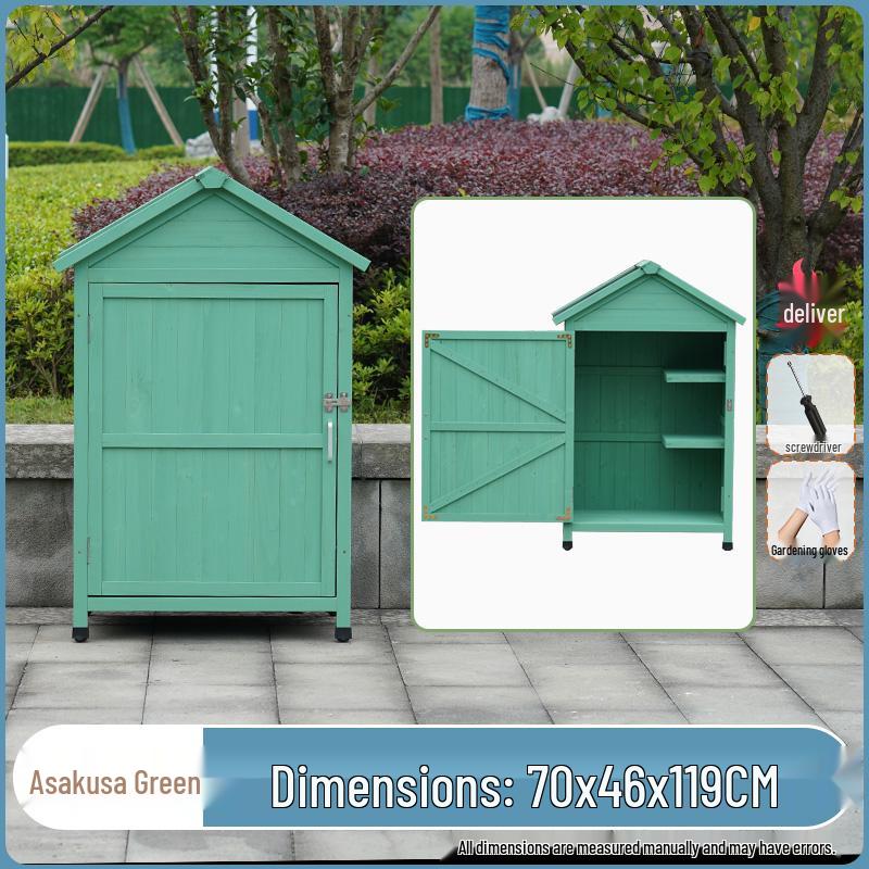 Outdoor Wooden Storage Shed: Anti-corrosion, Waterproof, Sun-Protected Cabinet for Garden, Courtyard, and Balcony.