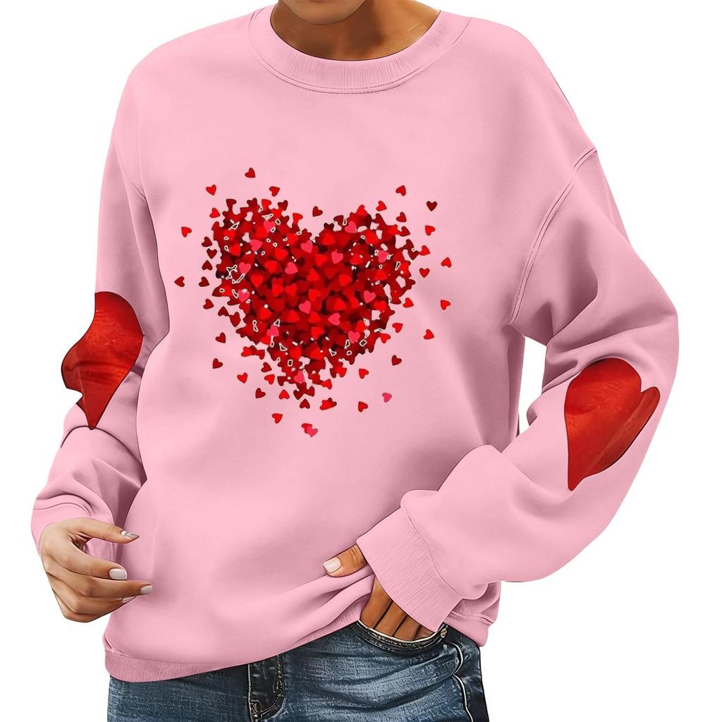 Ladies' Valentine's Day Printed Casual Long Sleeved Sports Hoodie Top