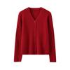 Early Autumn New 100 Cashmere Drawn V-Neck Placket Beaded Cardigan Showing Thin Temperament Elegant Coat Shirt