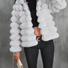 VAYLA Faux Fur Women Coats Stand Collar Full Sleeve Short Coat Thick Warm Solid Temperament Elegant Splice Autumn Winter