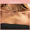 Geometric Pearl Pendant Necklace With Irregular Chain For Women Summer Fashion