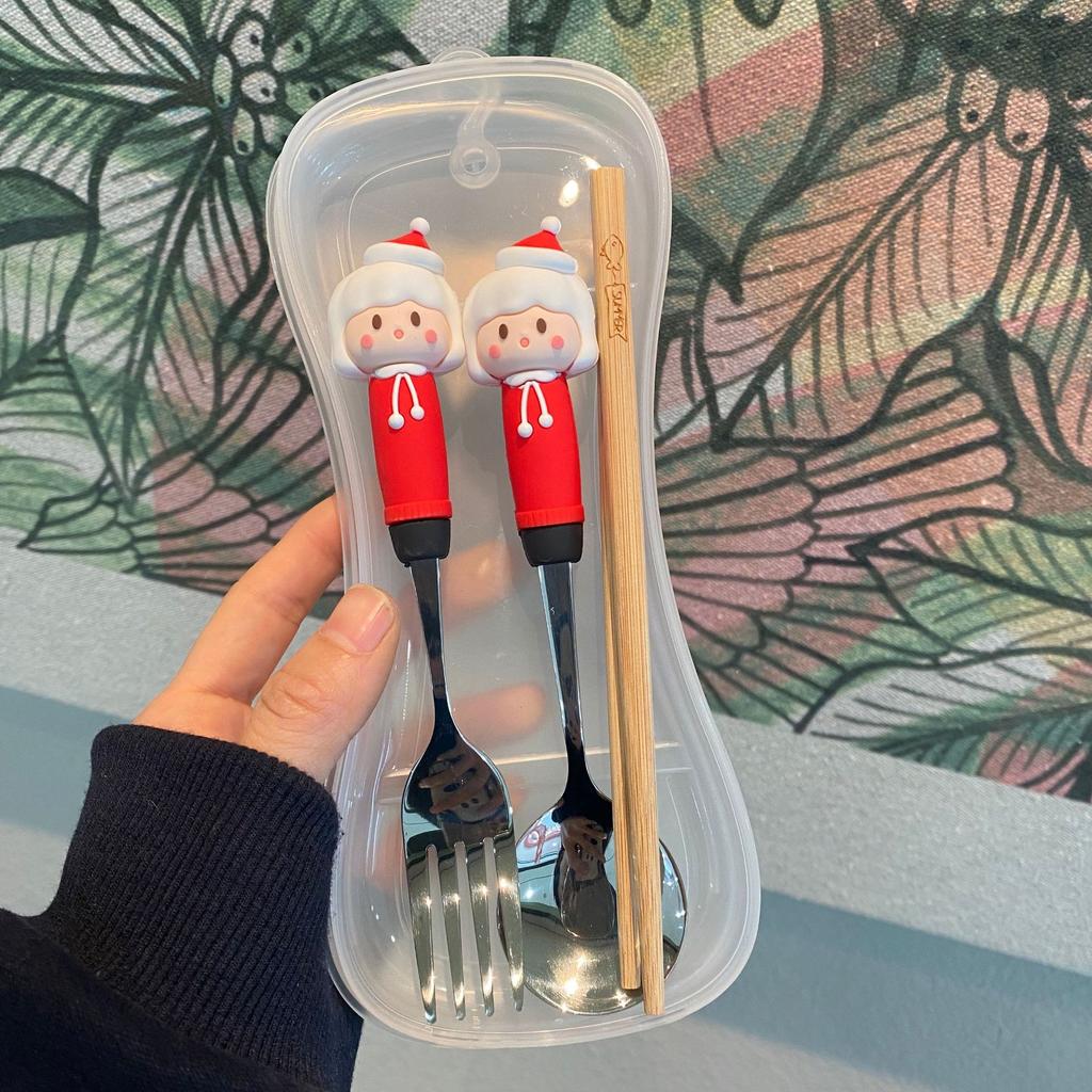 Christmas Coffee Stir Spoons Gift Cute Stainless Steel Spoon Christmas Fork Tableware Cartoon Rice Spoon Home Use