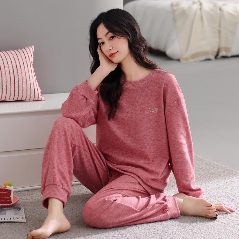 German Velvet Pajamas For Women'S Spring And Autumn Models, Warm And Thickened Long Sleeves Can Be Worn Outside, Loungewear, Thin Velvet Round Neck