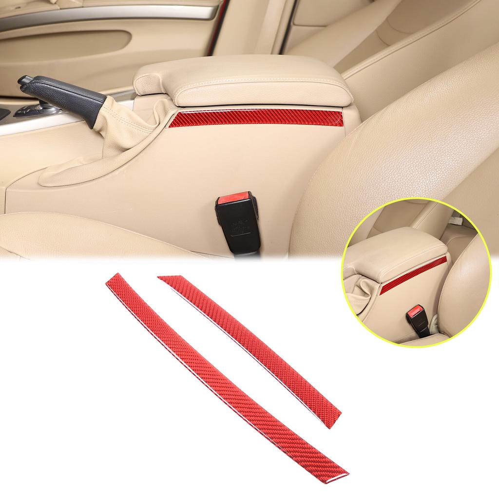 Red Carbon Fiber Center Gear Shift Side Strip Trim For BMW 3 Series E90 2005-12