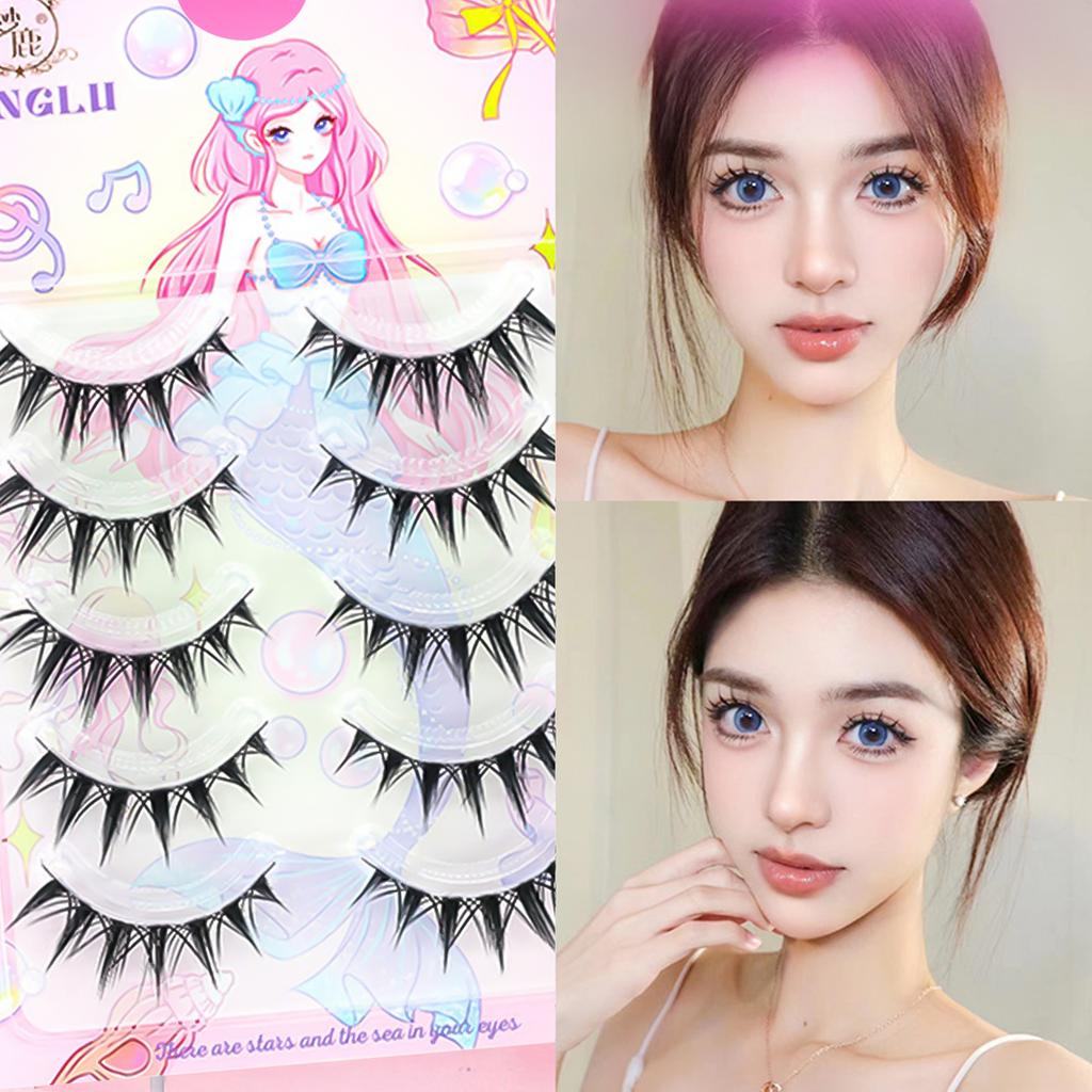 5 Pair Wild Cosplay Manga Lashes DIY Anime Full Strip Doll Lashes Perfect for Girls Night Out Eye Makeup